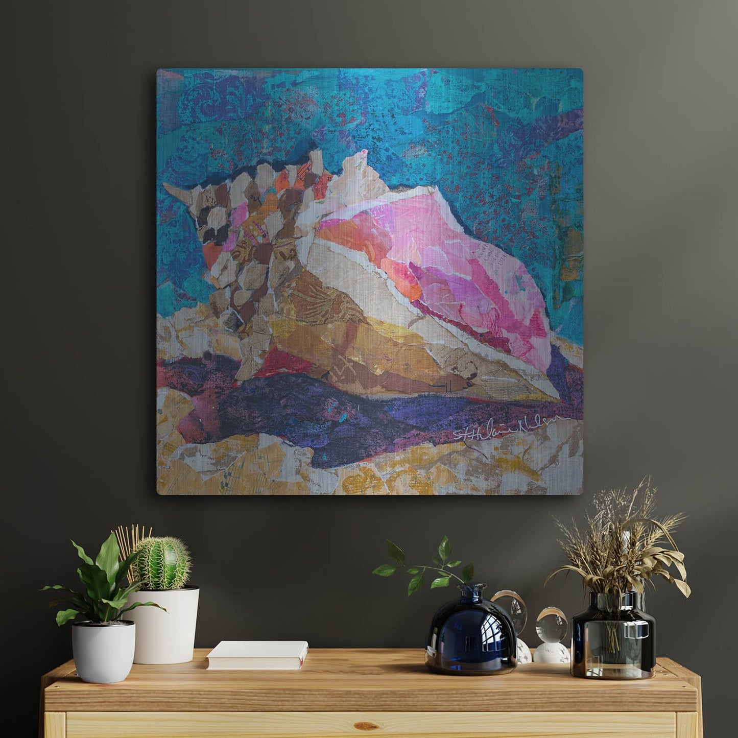 Luxe Metal Art 'Conch' by St. Hilaire Elizabeth, Metal Wall Art,24x24