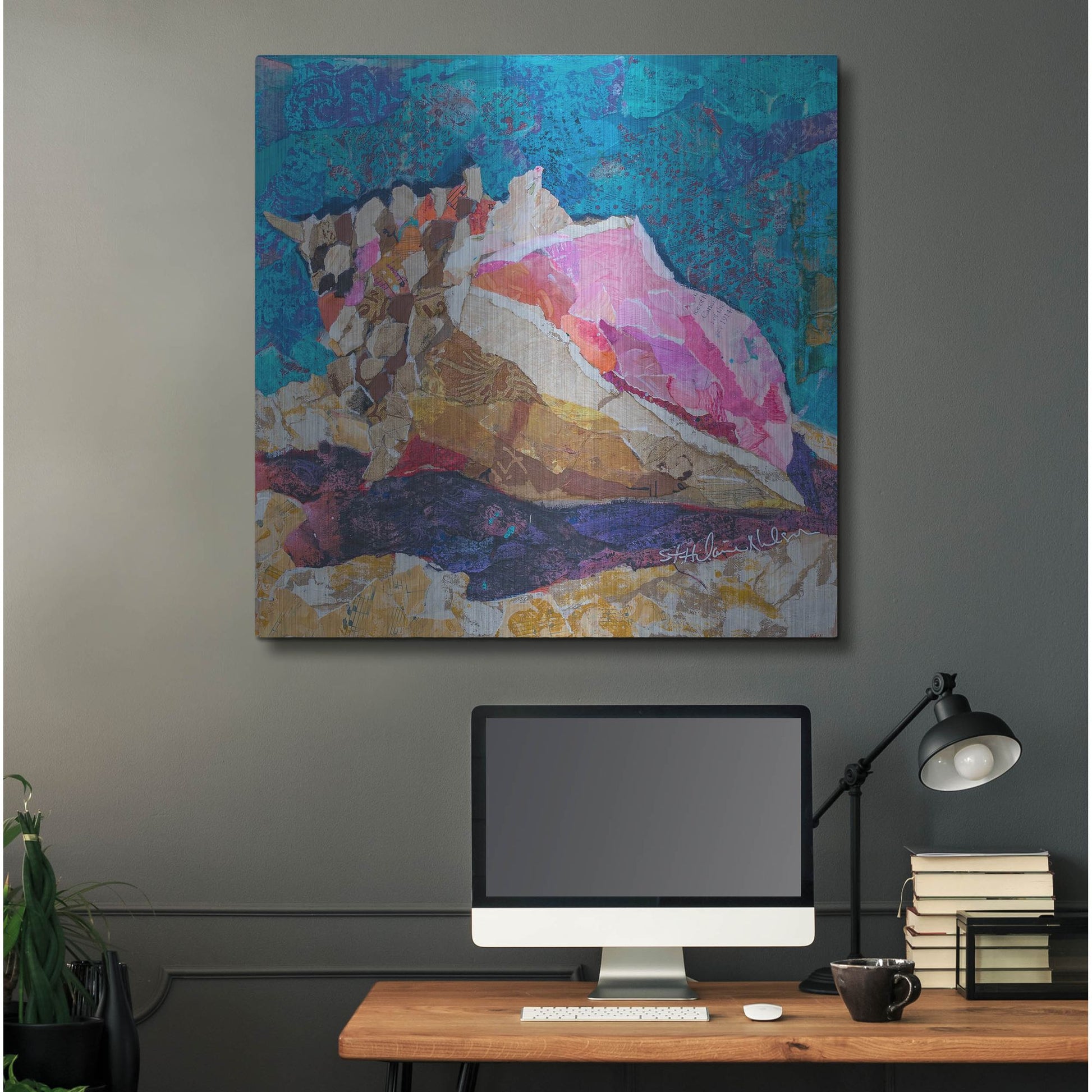 Luxe Metal Art 'Conch' by St. Hilaire Elizabeth, Metal Wall Art,36x36