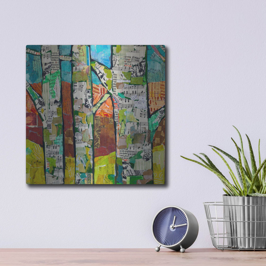 Luxe Metal Art 'Fall Trees 1' by St. Hilaire Elizabeth, Metal Wall Art,12x12