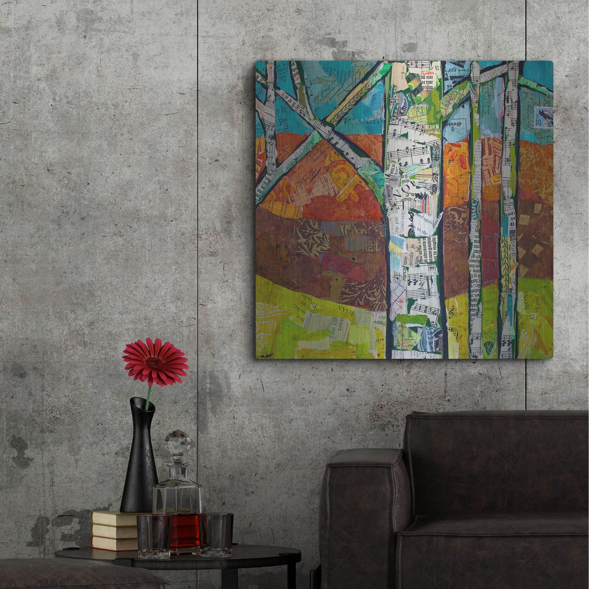 Luxe Metal Art 'Fall Trees 2' by St. Hilaire Elizabeth, Metal Wall Art,36x36