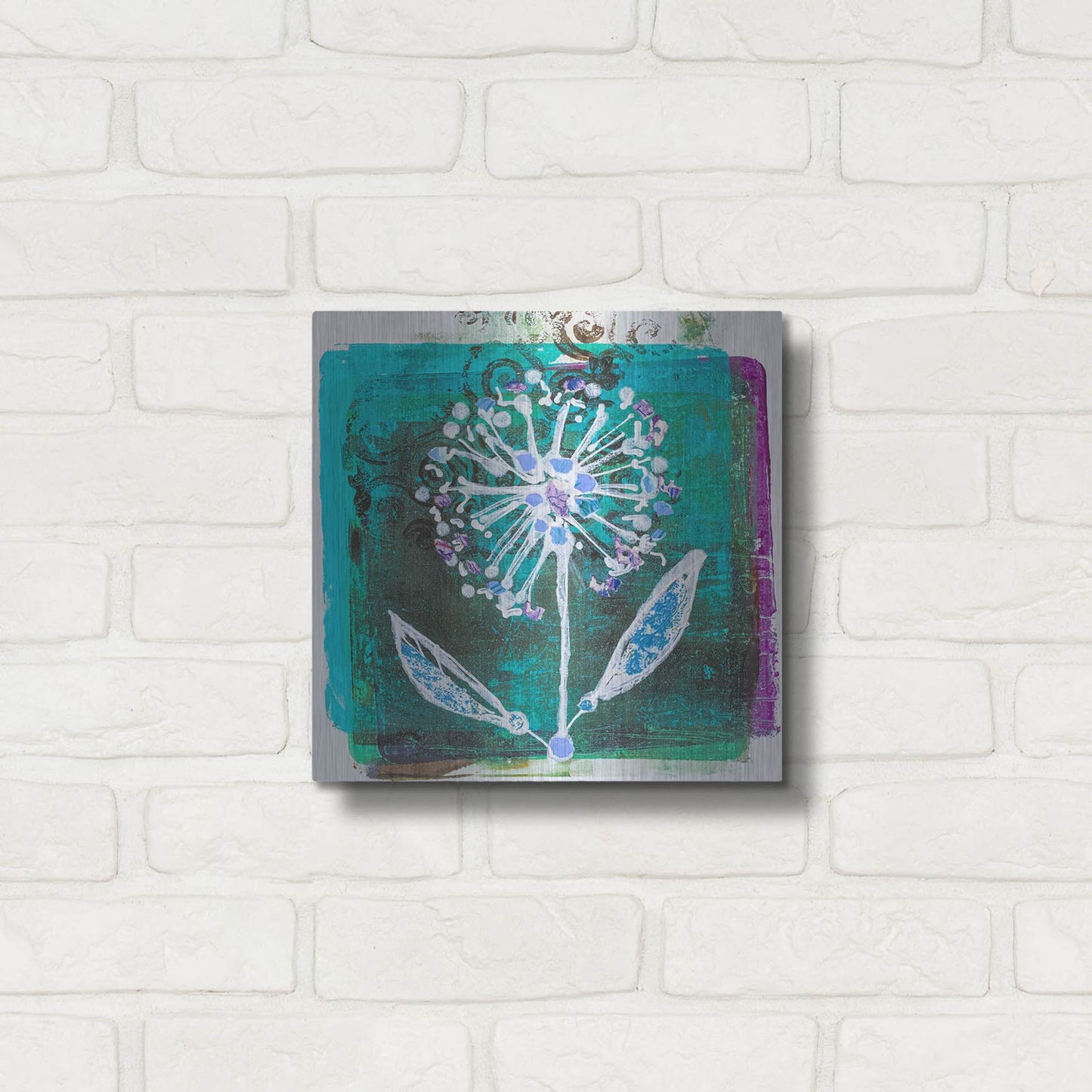 Luxe Metal Art 'Dandilion Blooms' by St. Hilaire Elizabeth, Metal Wall Art,12x12