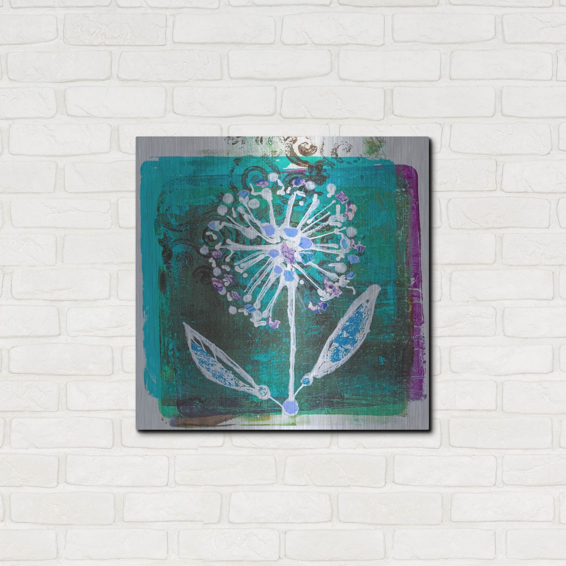 Luxe Metal Art 'Dandilion Blooms' by St. Hilaire Elizabeth, Metal Wall Art,24x24