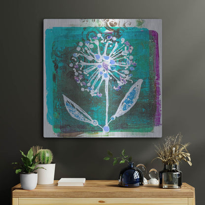 Luxe Metal Art 'Dandilion Blooms' by St. Hilaire Elizabeth, Metal Wall Art,24x24