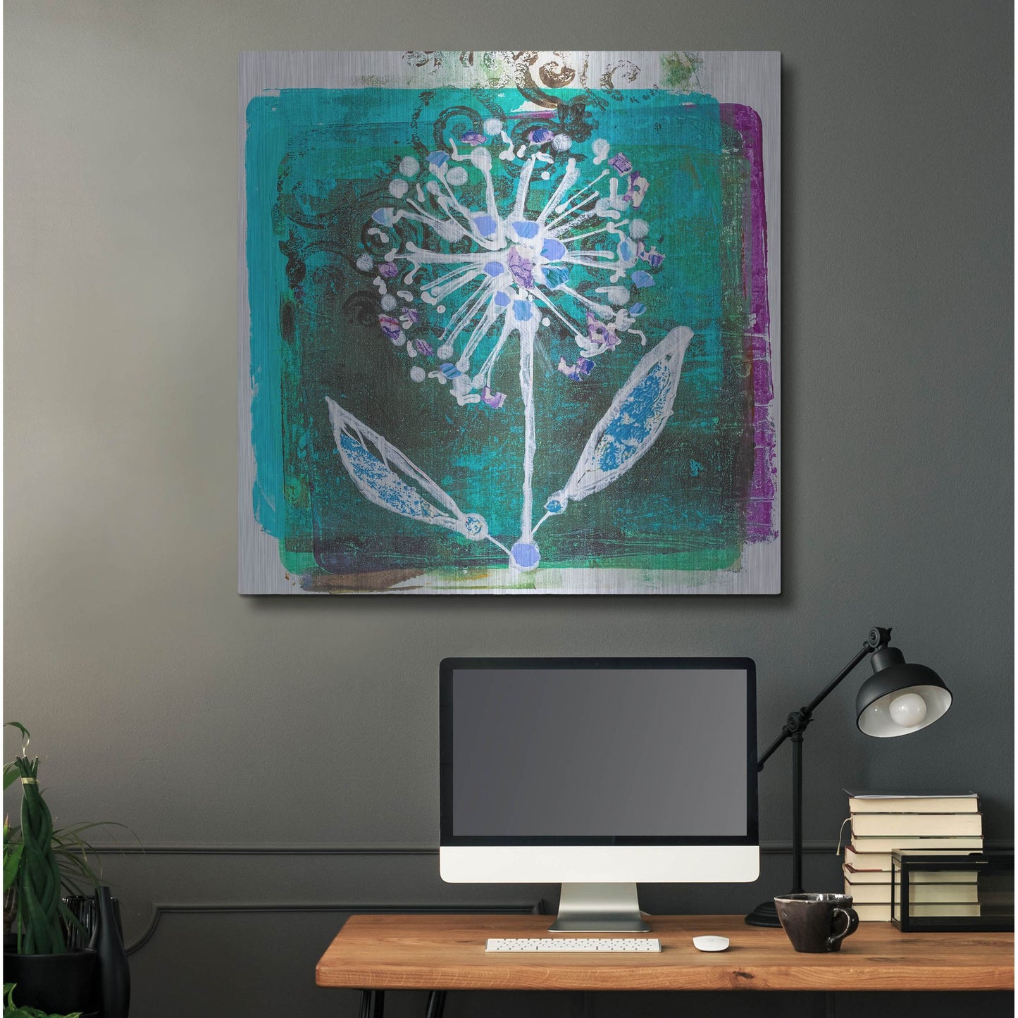 Luxe Metal Art 'Dandilion Blooms' by St. Hilaire Elizabeth, Metal Wall Art,36x36