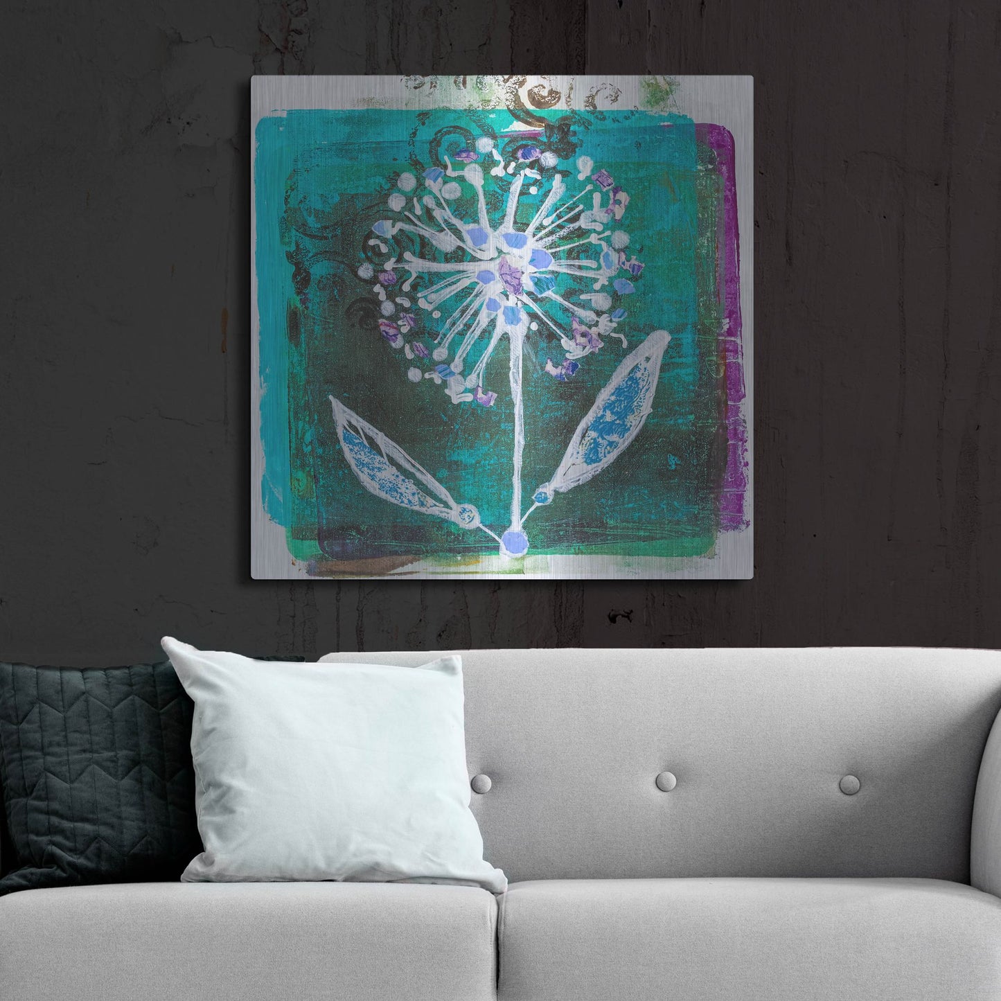 Luxe Metal Art 'Dandilion Blooms' by St. Hilaire Elizabeth, Metal Wall Art,36x36