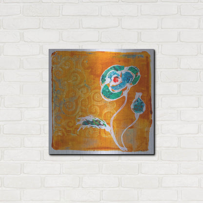 Luxe Metal Art 'Orange Blooms' by St. Hilaire Elizabeth, Metal Wall Art,24x24