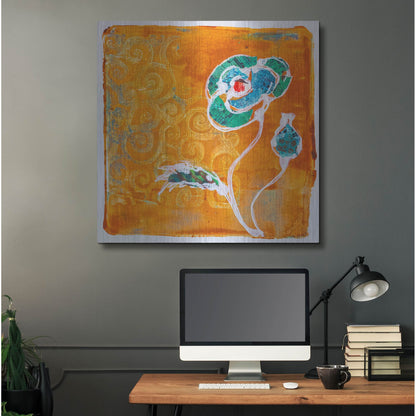 Luxe Metal Art 'Orange Blooms' by St. Hilaire Elizabeth, Metal Wall Art,36x36