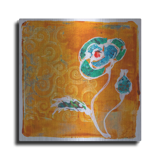 Luxe Metal Art 'Orange Blooms' by St. Hilaire Elizabeth, Metal Wall Art