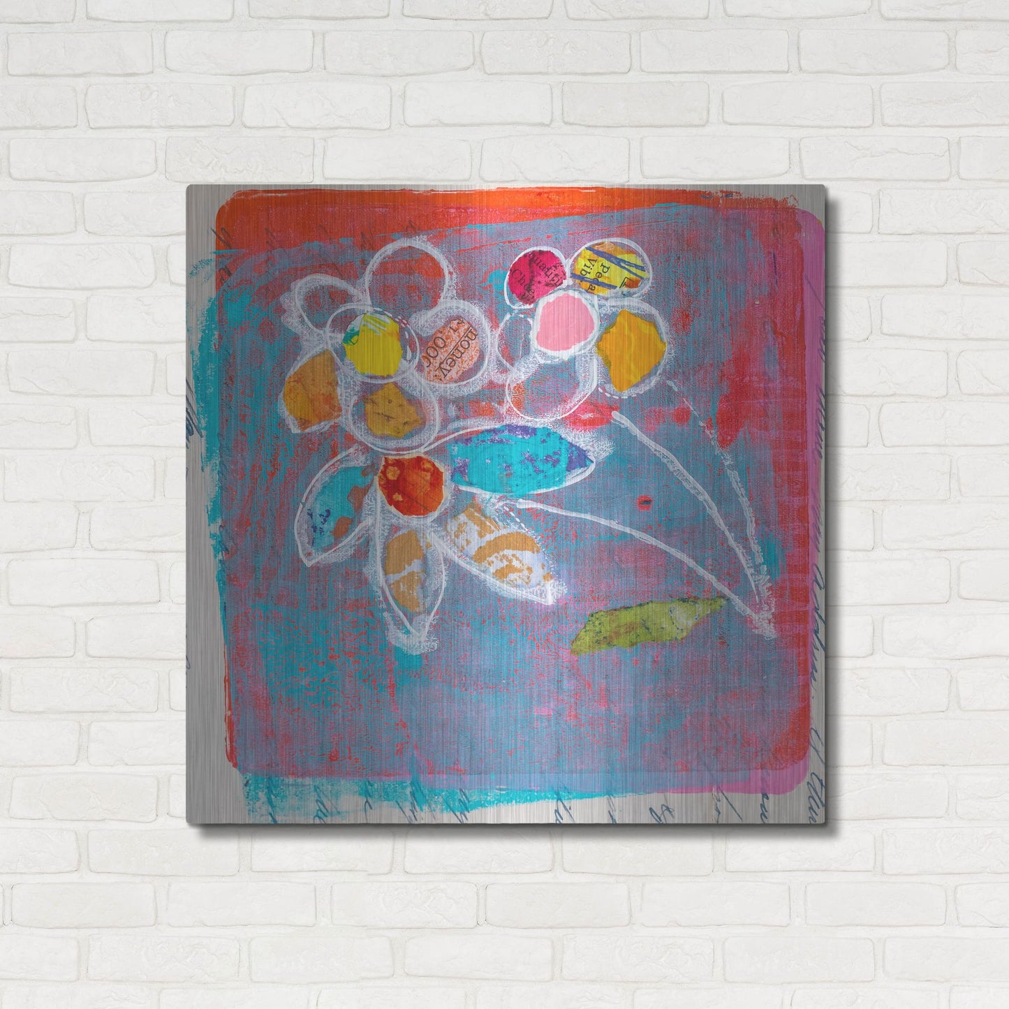 Luxe Metal Art 'Pastel Blooms' by St. Hilaire Elizabeth, Metal Wall Art,36x36