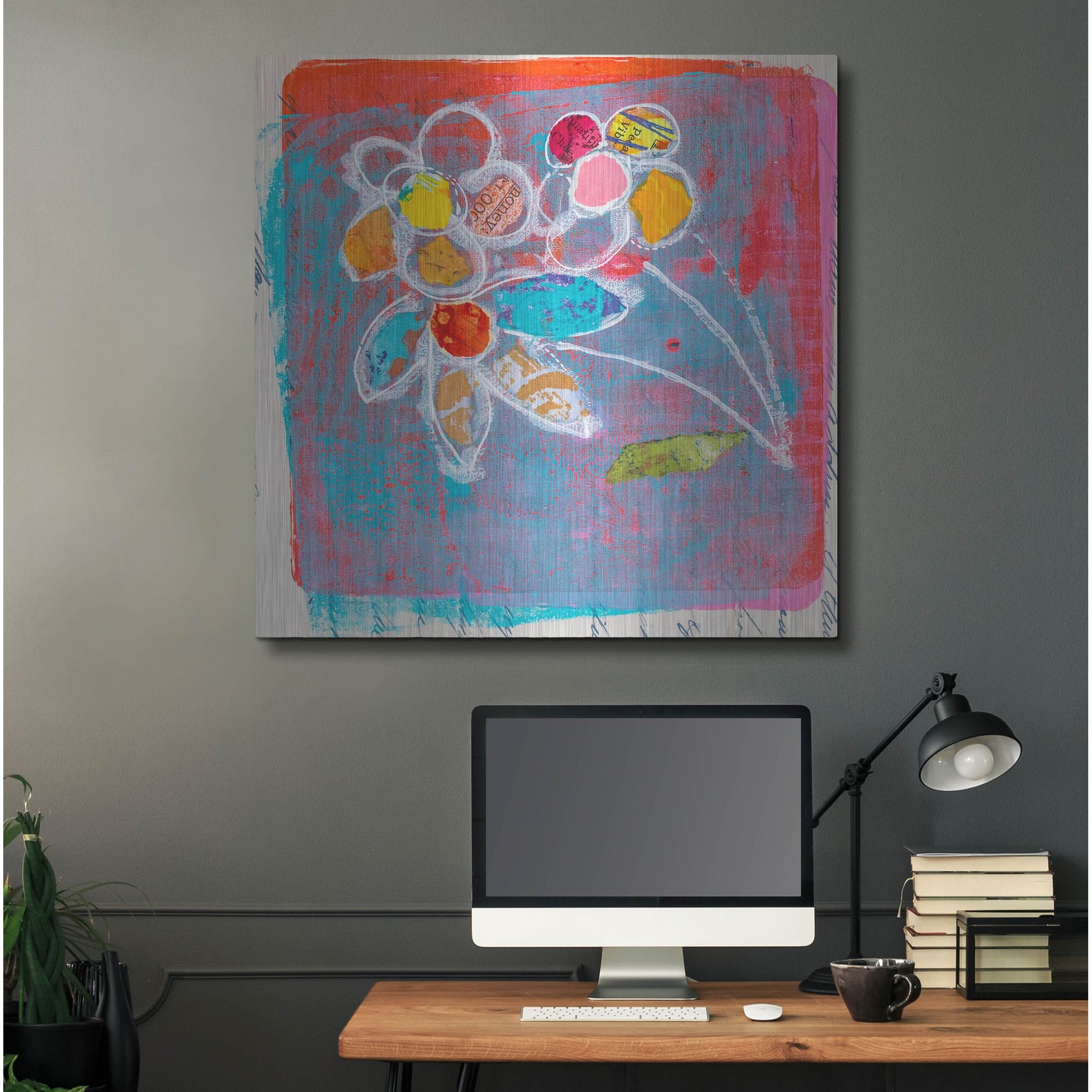 Luxe Metal Art 'Pastel Blooms' by St. Hilaire Elizabeth, Metal Wall Art,36x36