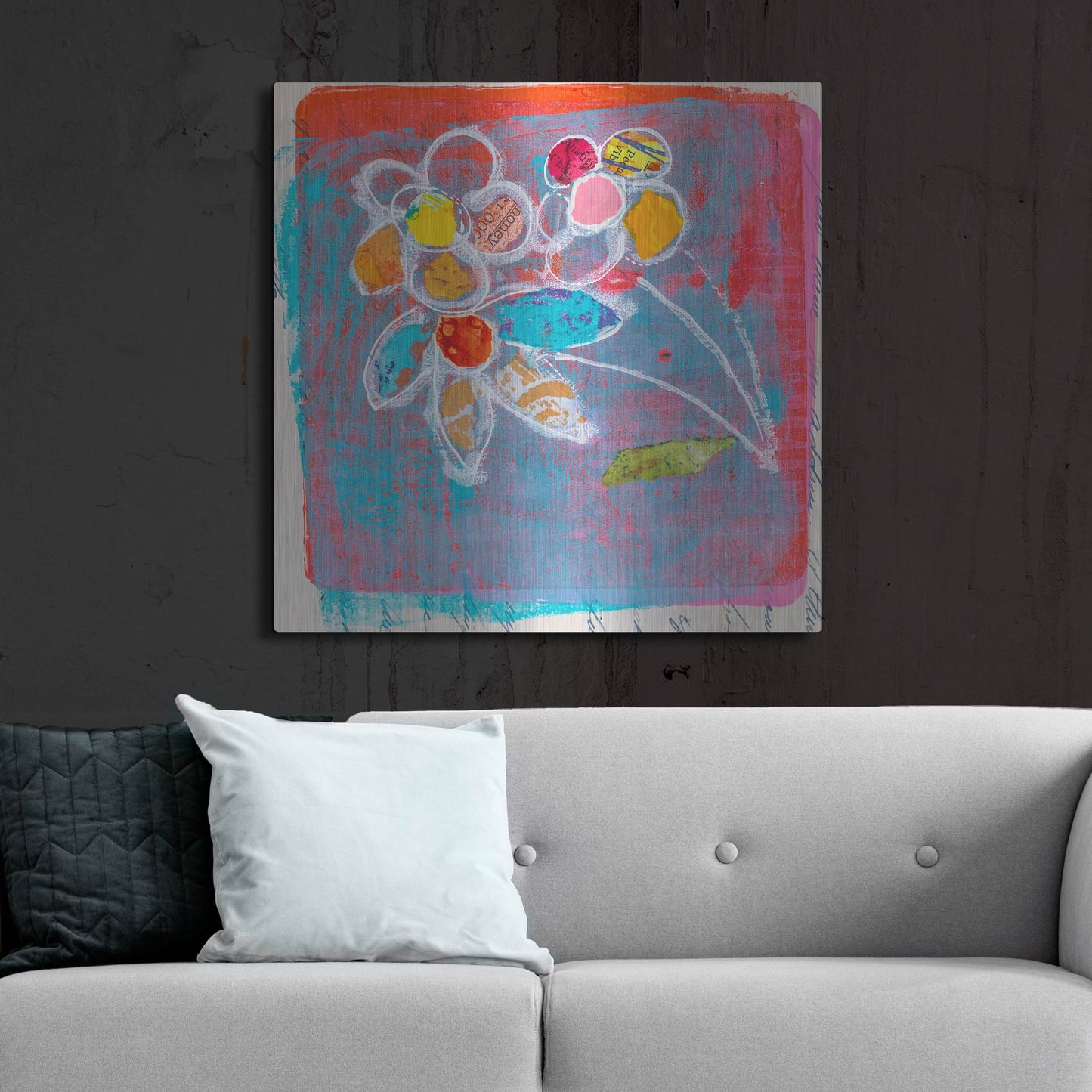 Luxe Metal Art 'Pastel Blooms' by St. Hilaire Elizabeth, Metal Wall Art,36x36