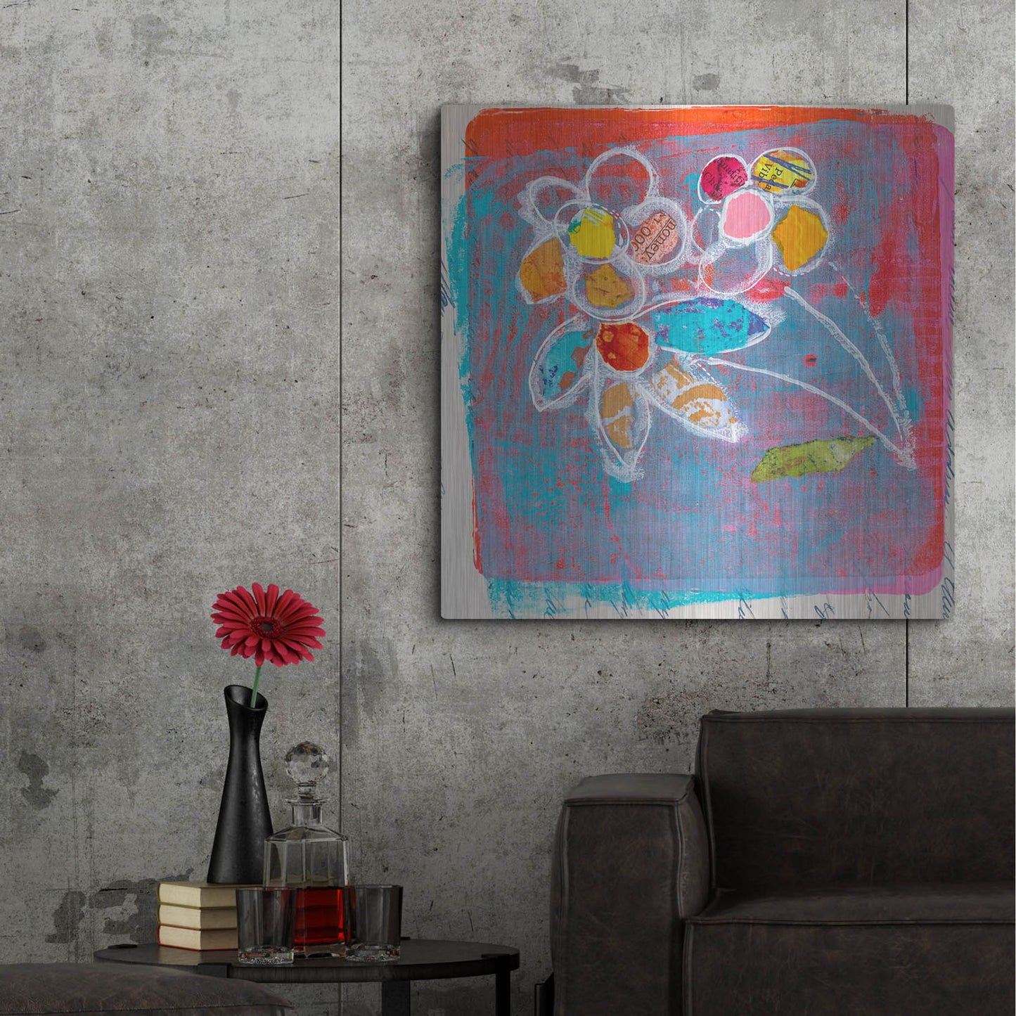 Luxe Metal Art 'Pastel Blooms' by St. Hilaire Elizabeth, Metal Wall Art,36x36