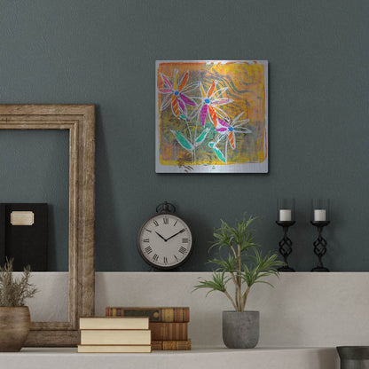 Luxe Metal Art 'Sunny Blooms' by St. Hilaire Elizabeth, Metal Wall Art,12x12