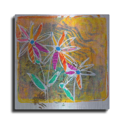 Luxe Metal Art 'Sunny Blooms' by St. Hilaire Elizabeth, Metal Wall Art