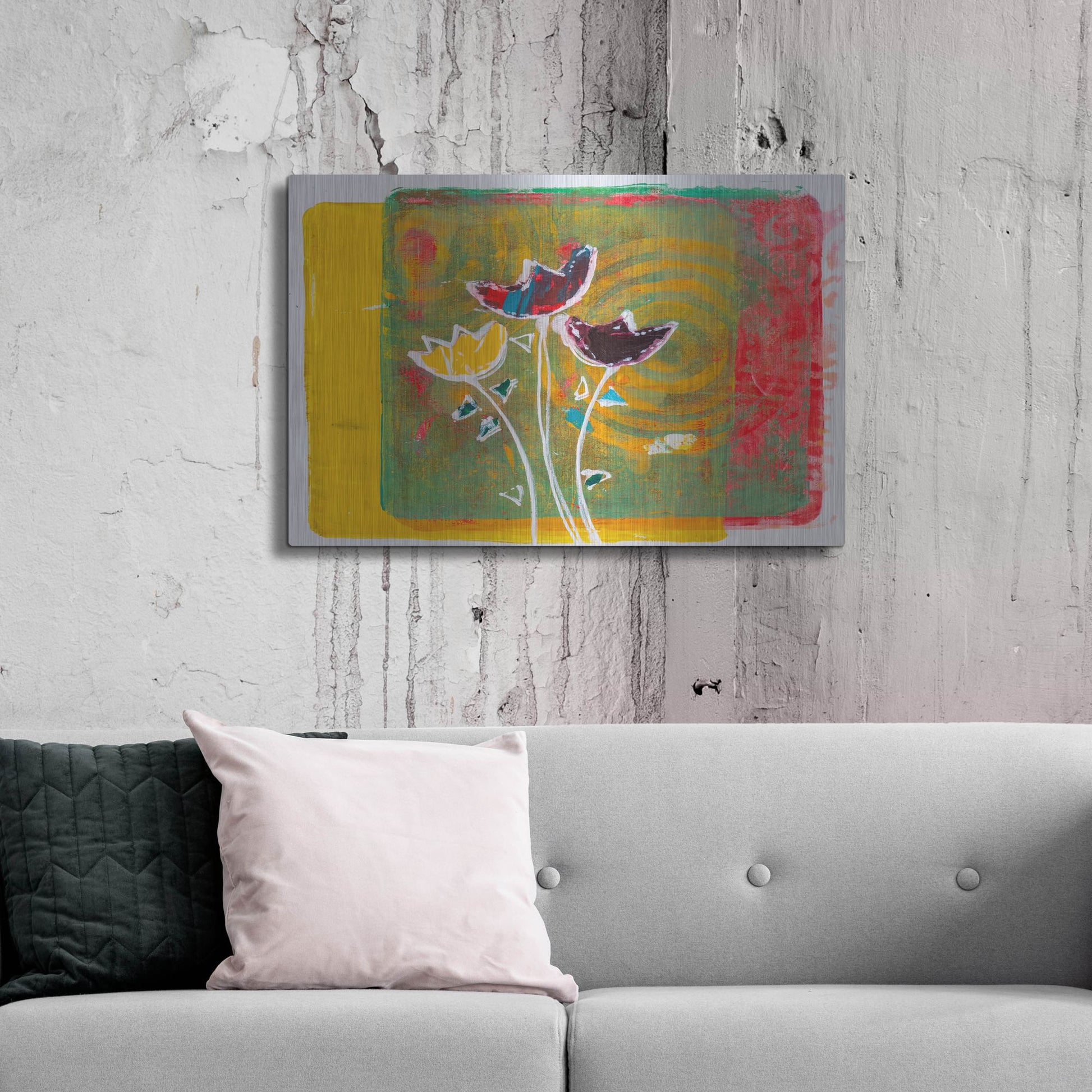 Luxe Metal Art 'Citrus Blooms' by St. Hilaire Elizabeth, Metal Wall Art,36x24