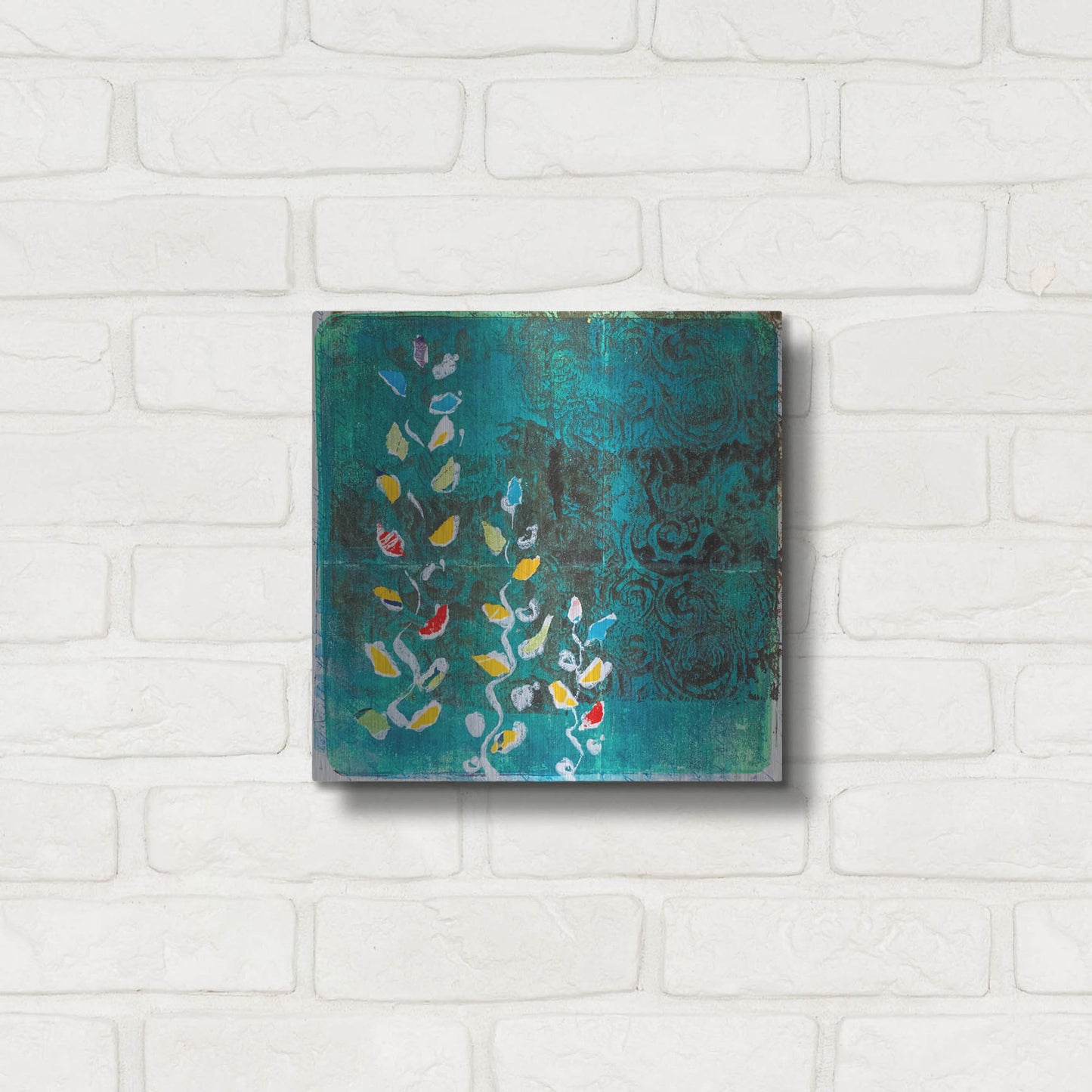 Luxe Metal Art 'Aqua Blooms' by St. Hilaire Elizabeth, Metal Wall Art,12x12