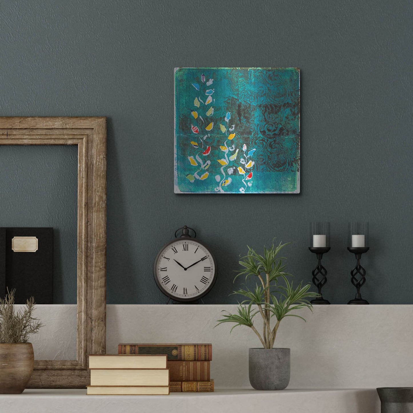 Luxe Metal Art 'Aqua Blooms' by St. Hilaire Elizabeth, Metal Wall Art,12x12