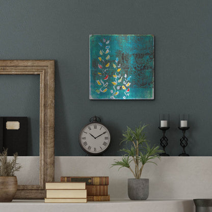 Luxe Metal Art 'Aqua Blooms' by St. Hilaire Elizabeth, Metal Wall Art,12x12