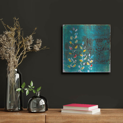 Luxe Metal Art 'Aqua Blooms' by St. Hilaire Elizabeth, Metal Wall Art,12x12