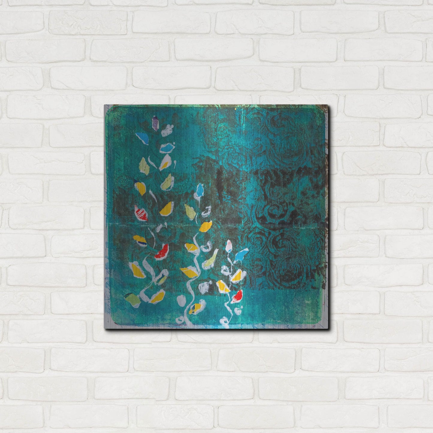 Luxe Metal Art 'Aqua Blooms' by St. Hilaire Elizabeth, Metal Wall Art,24x24