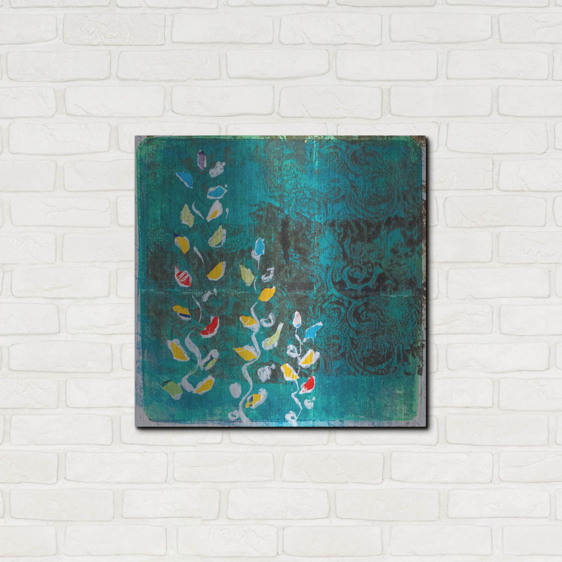 Luxe Metal Art 'Aqua Blooms' by St. Hilaire Elizabeth, Metal Wall Art,24x24