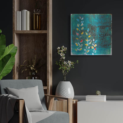 Luxe Metal Art 'Aqua Blooms' by St. Hilaire Elizabeth, Metal Wall Art,24x24