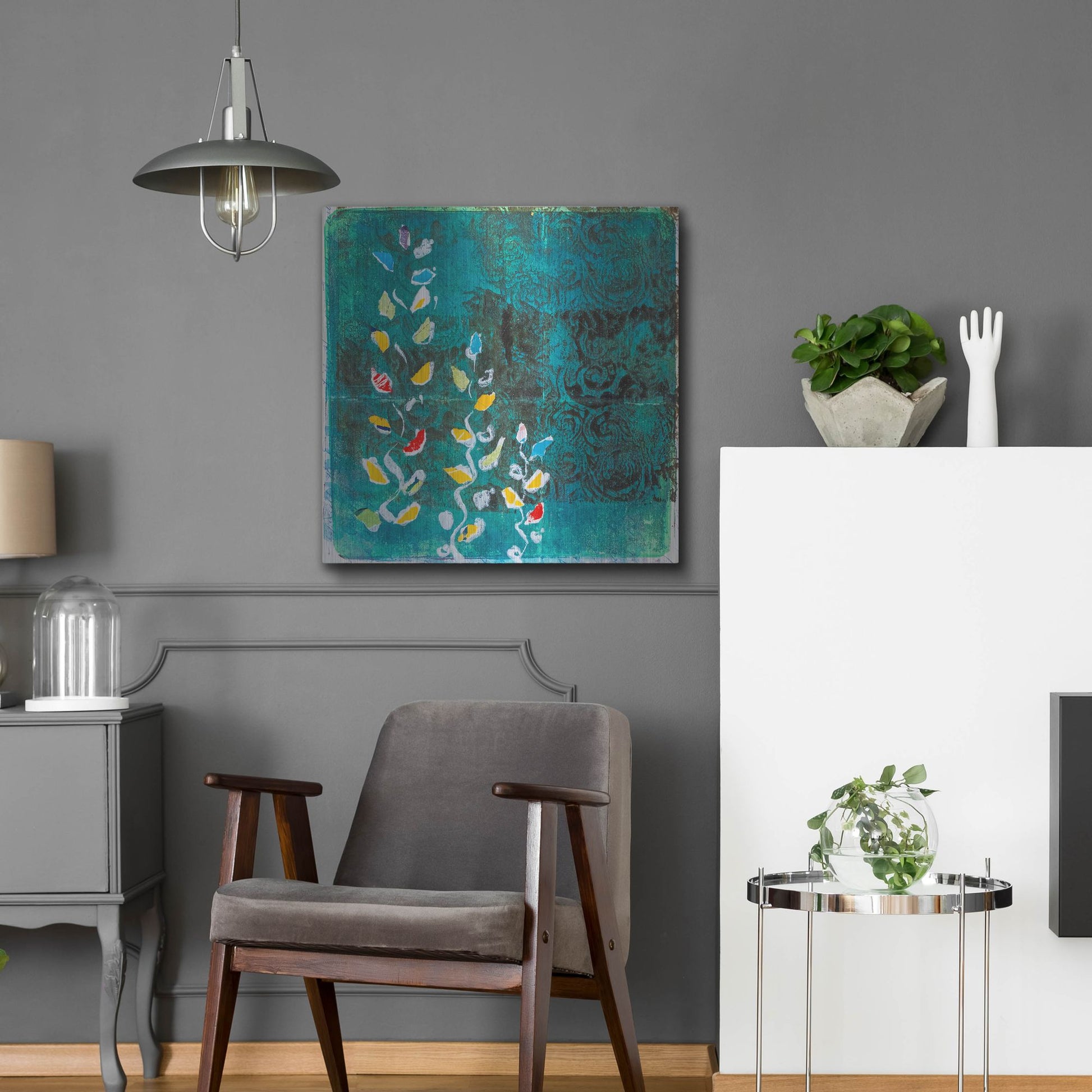 Luxe Metal Art 'Aqua Blooms' by St. Hilaire Elizabeth, Metal Wall Art,24x24