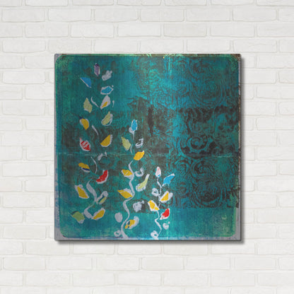 Luxe Metal Art 'Aqua Blooms' by St. Hilaire Elizabeth, Metal Wall Art,36x36