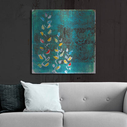 Luxe Metal Art 'Aqua Blooms' by St. Hilaire Elizabeth, Metal Wall Art,36x36