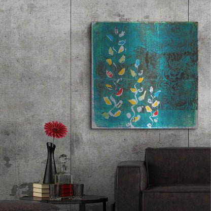Luxe Metal Art 'Aqua Blooms' by St. Hilaire Elizabeth, Metal Wall Art,36x36