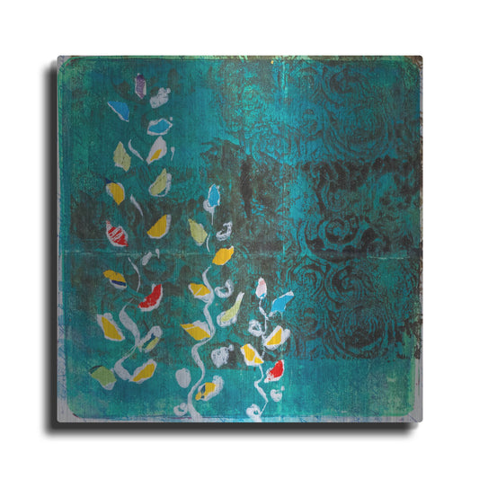 Luxe Metal Art 'Aqua Blooms' by St. Hilaire Elizabeth, Metal Wall Art