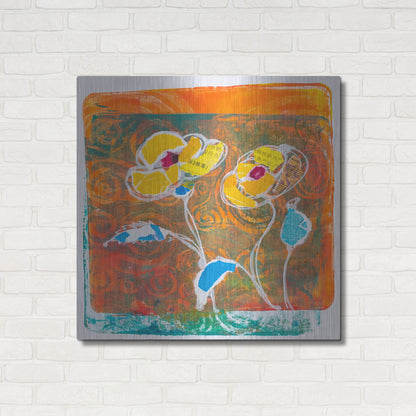 Luxe Metal Art 'Yellow Petals' by St. Hilaire Elizabeth, Metal Wall Art,36x36