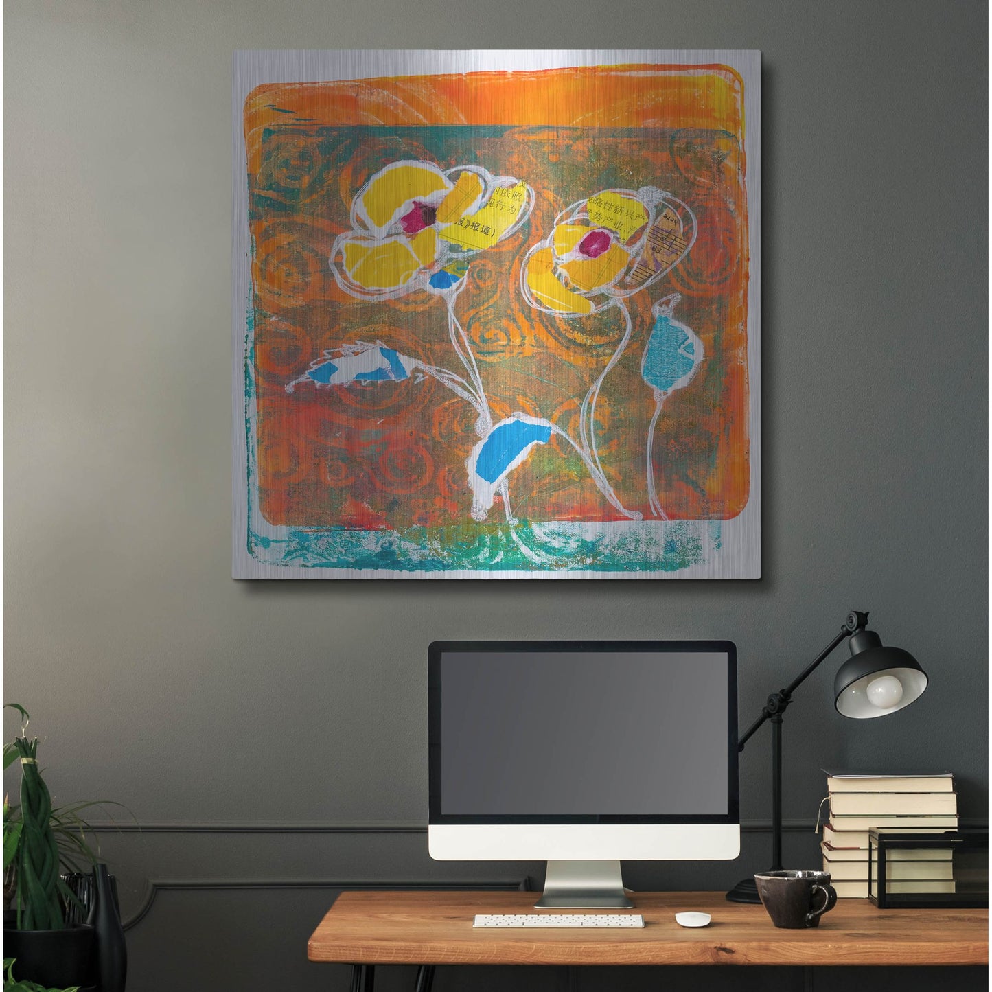 Luxe Metal Art 'Yellow Petals' by St. Hilaire Elizabeth, Metal Wall Art,36x36