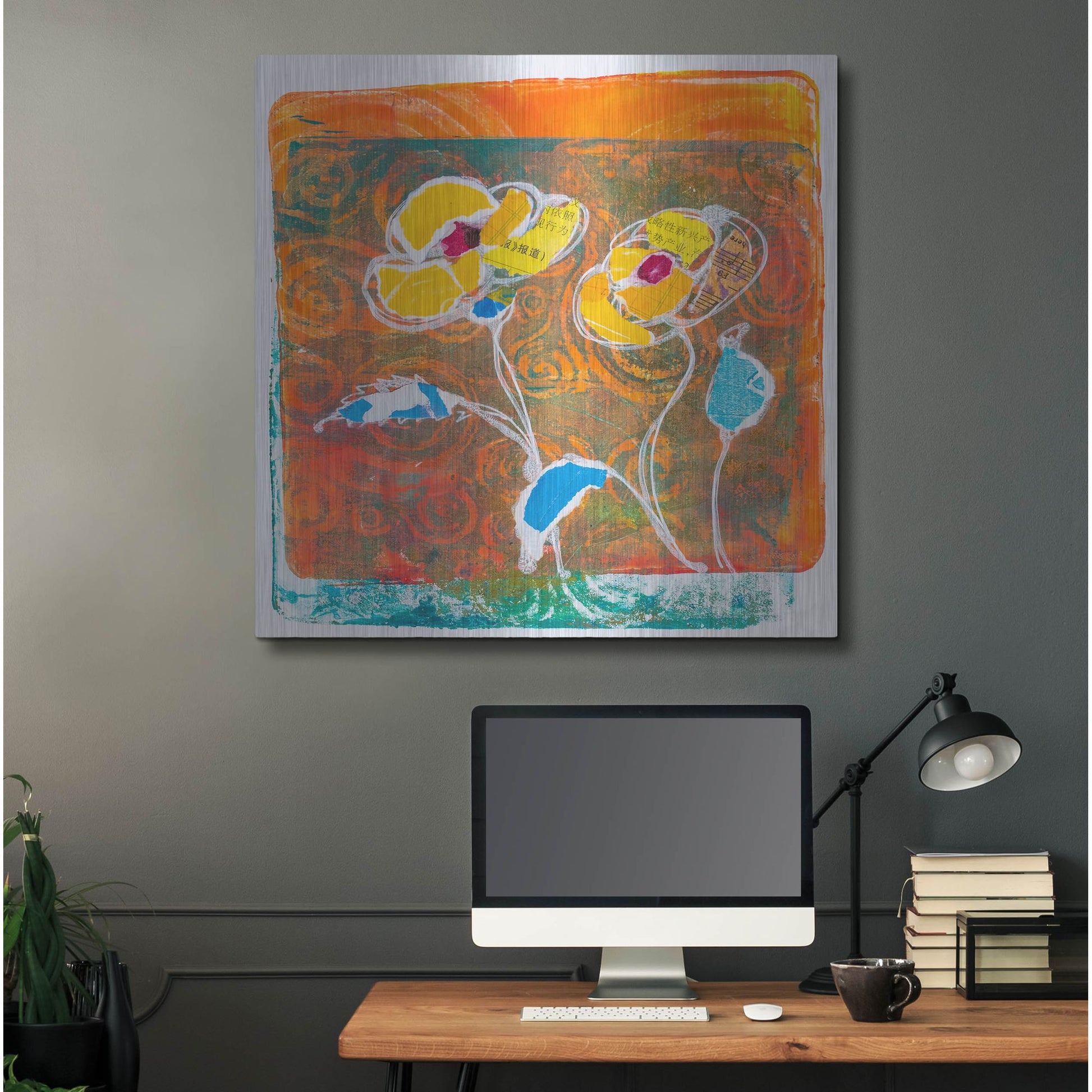 Luxe Metal Art 'Yellow Petals' by St. Hilaire Elizabeth, Metal Wall Art,36x36