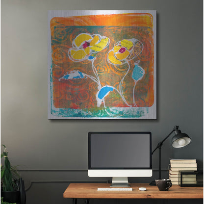 Luxe Metal Art 'Yellow Petals' by St. Hilaire Elizabeth, Metal Wall Art,36x36