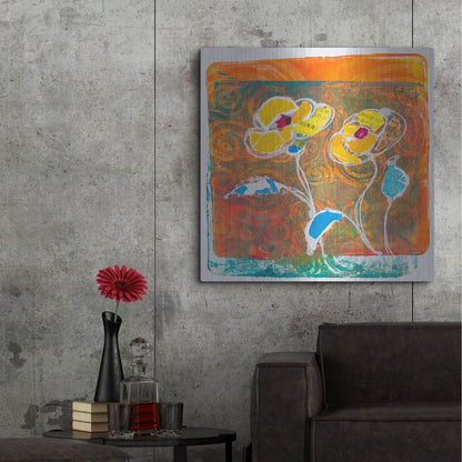 Luxe Metal Art 'Yellow Petals' by St. Hilaire Elizabeth, Metal Wall Art,36x36