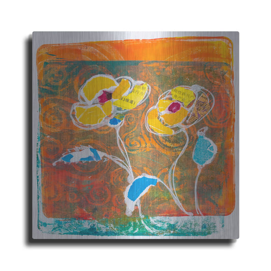 Luxe Metal Art 'Yellow Petals' by St. Hilaire Elizabeth, Metal Wall Art