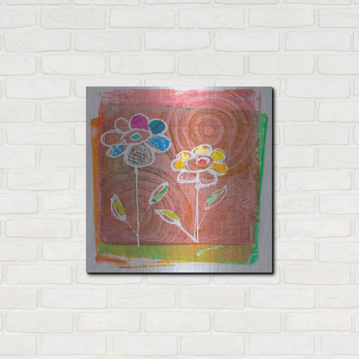 Luxe Metal Art 'Salmon Blooms' by St. Hilaire Elizabeth, Metal Wall Art,24x24