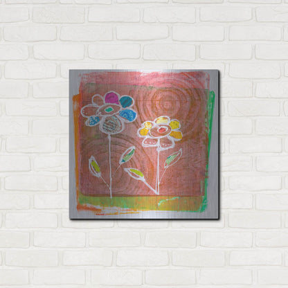 Luxe Metal Art 'Salmon Blooms' by St. Hilaire Elizabeth, Metal Wall Art,24x24