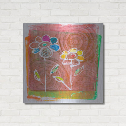 Luxe Metal Art 'Salmon Blooms' by St. Hilaire Elizabeth, Metal Wall Art,36x36