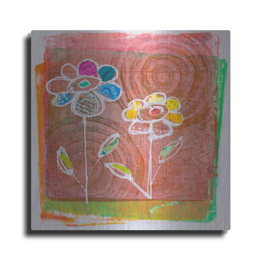 Luxe Metal Art 'Salmon Blooms' by St. Hilaire Elizabeth, Metal Wall Art