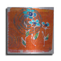 Luxe Metal Art 'Orange and Blue Blooms' by St. Hilaire Elizabeth, Metal Wall Art