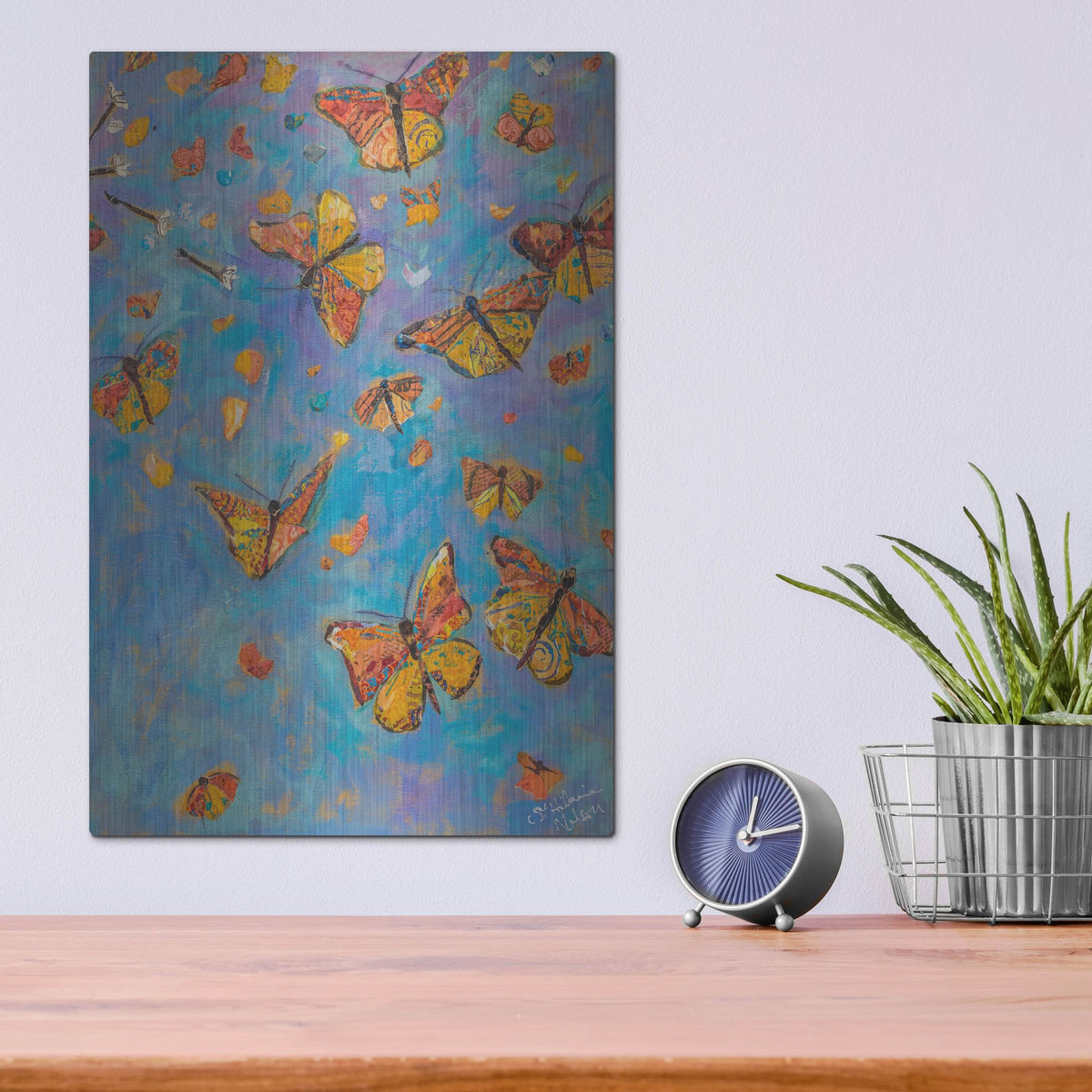 Luxe Metal Art 'Monarch Migration B' by St. Hilaire Elizabeth, Metal Wall Art,12x16