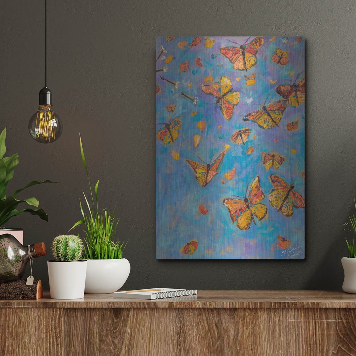 Luxe Metal Art 'Monarch Migration B' by St. Hilaire Elizabeth, Metal Wall Art,12x16