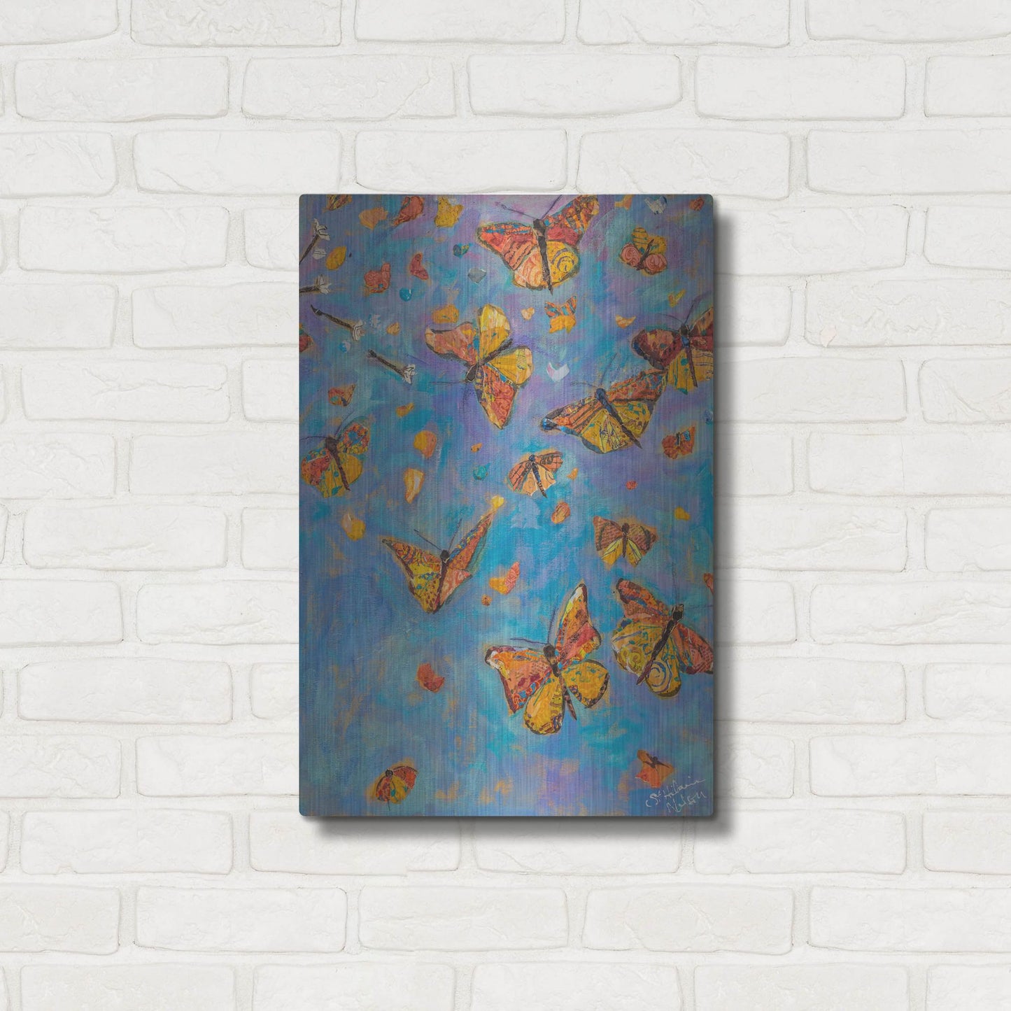 Luxe Metal Art 'Monarch Migration B' by St. Hilaire Elizabeth, Metal Wall Art,16x24