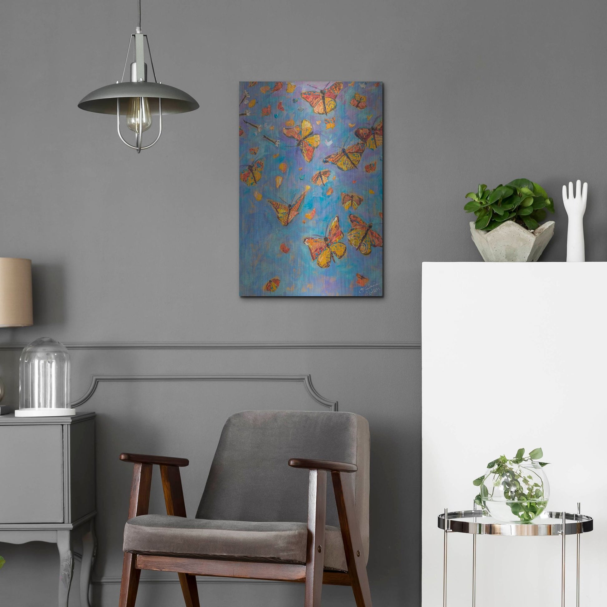 Luxe Metal Art 'Monarch Migration B' by St. Hilaire Elizabeth, Metal Wall Art,16x24