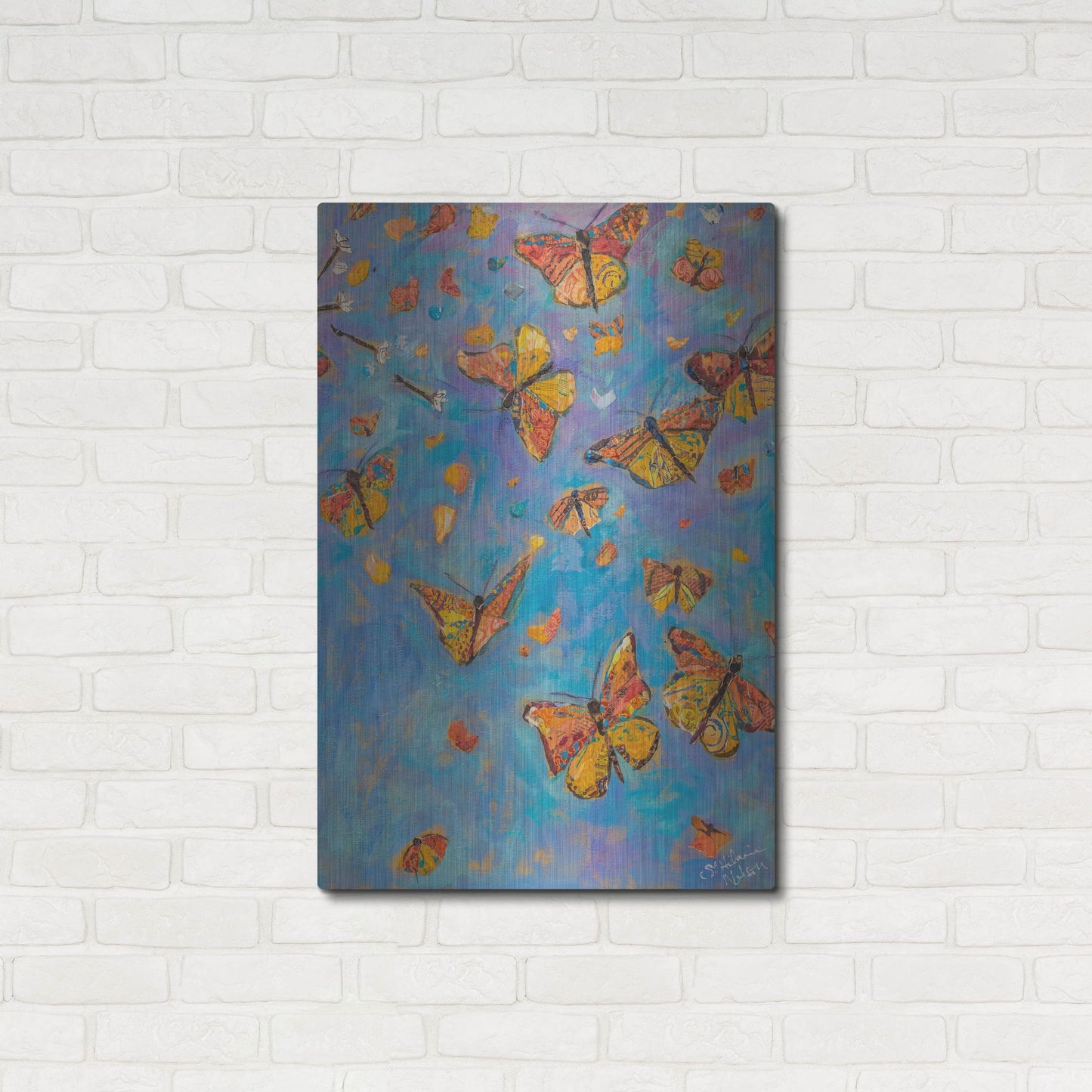 Luxe Metal Art 'Monarch Migration B' by St. Hilaire Elizabeth, Metal Wall Art,24x36