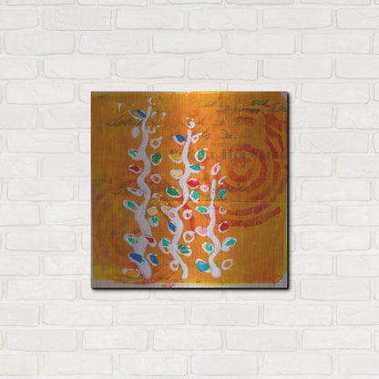 Luxe Metal Art 'Orange Spiral Blooms' by St. Hilaire Elizabeth, Metal Wall Art,24x24