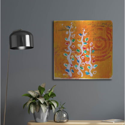 Luxe Metal Art 'Orange Spiral Blooms' by St. Hilaire Elizabeth, Metal Wall Art,24x24