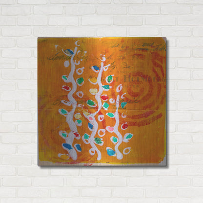 Luxe Metal Art 'Orange Spiral Blooms' by St. Hilaire Elizabeth, Metal Wall Art,36x36